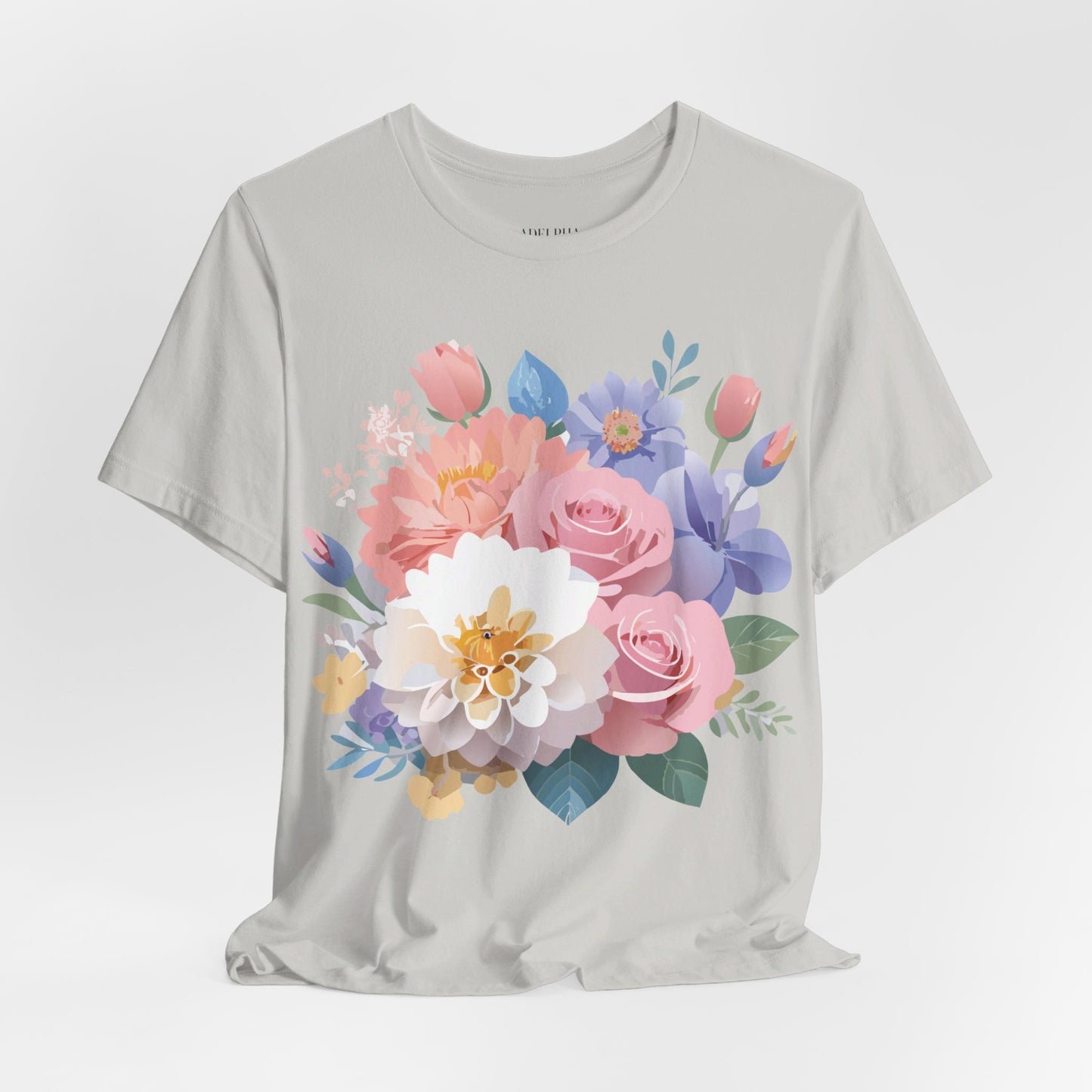 T-shirt en coton naturel avec fleurs