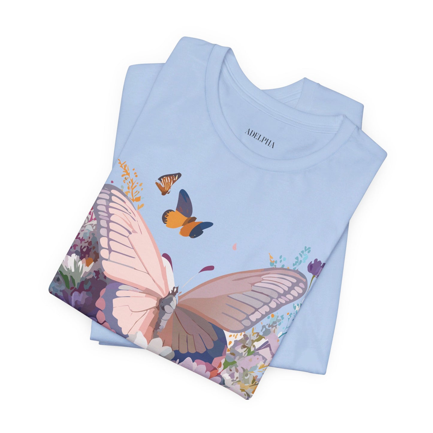 Natural Cotton Tee Shirt with Butterfly