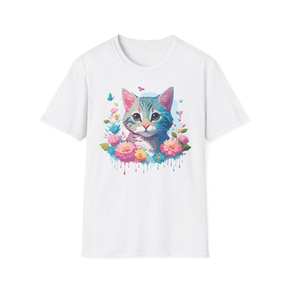 Cat Shirt Unisex Tee Kitten Cat Tee Softstyle 100 Percent Cotton Gildan 64000