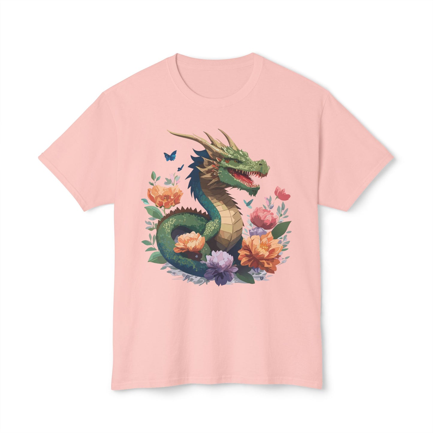 Dragon T-Shirt, Vintage Dragon Tee, Floral Tees, Dragon Art Design Shirt, Tee Shirt with Dragon 6
