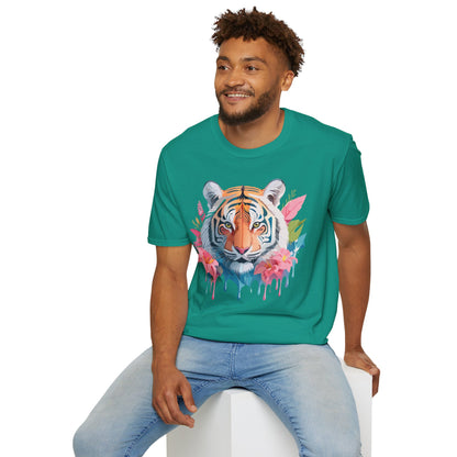Tiger Print Unisex Softstyle T Shirt Short Sleeve Gildan 64000 Tee