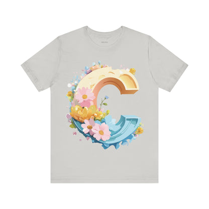 Natural Cotton Tee Shirt - Letters Collection - C Printify