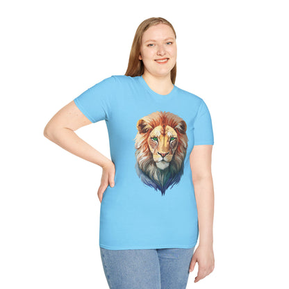 Gildan Softstyle Lion Shirt Unisex Floral Tee Animal Print Tee