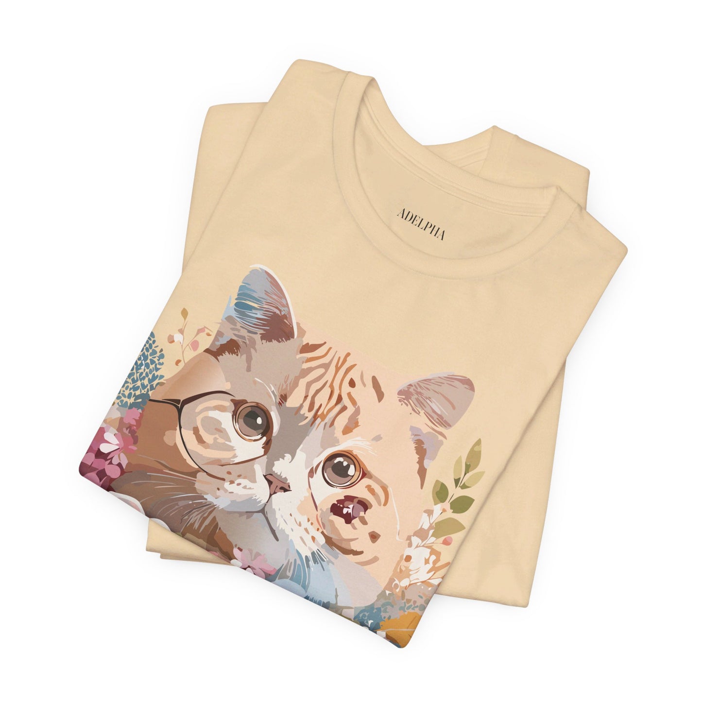 Natural Cotton Tee Shirt with Cat