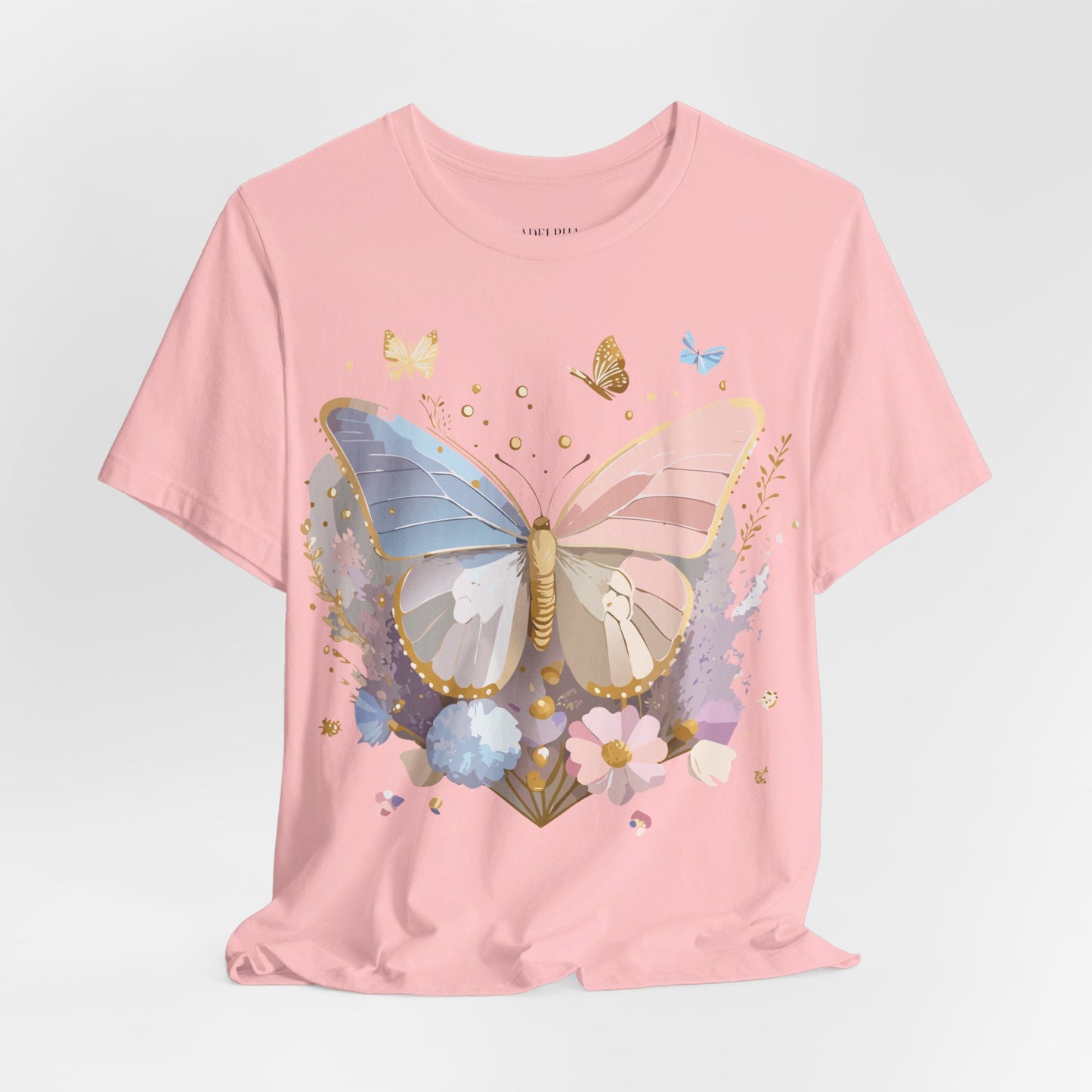 Natural Cotton Tee Shirt with Butterfly