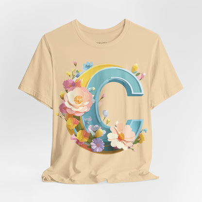 Natural Cotton Tee Shirt - Letters Collection - C Printify