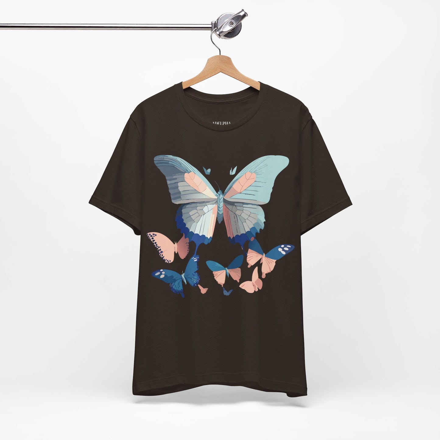 Natural Cotton Tee Shirt with Butterfly