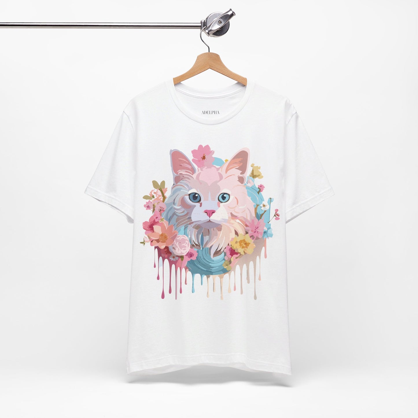 Natural Cotton Tee Shirt with Cat