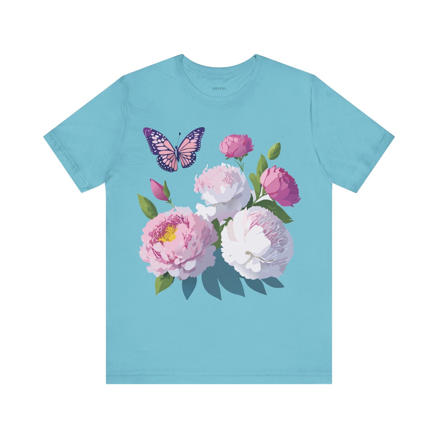 Natural Cotton Tee Shirt with Flowers