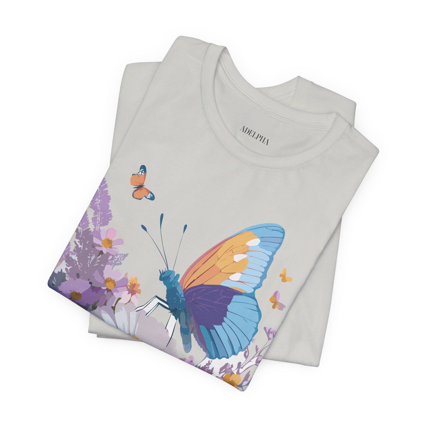 Natural Cotton Tee Shirt with Butterfly