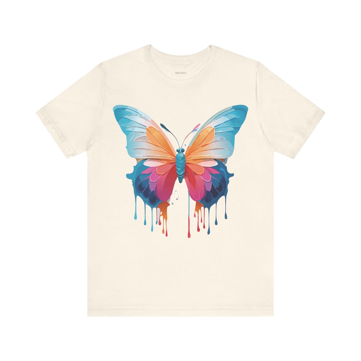 Natural Cotton Tee Shirt with Butterfly