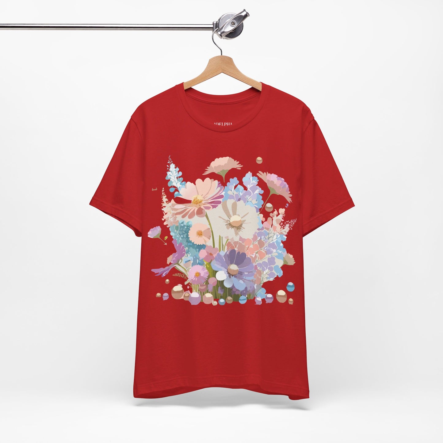 Natural Cotton Tee Shirt with Flowers