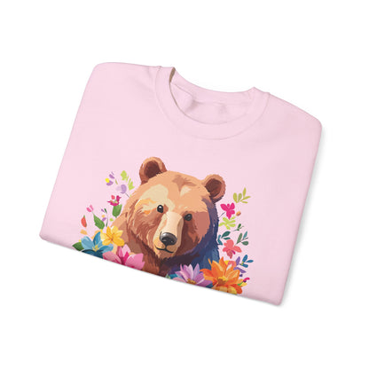 Unisex Floral Bear Sweatshirt With Art Design Animals Sweatshirt