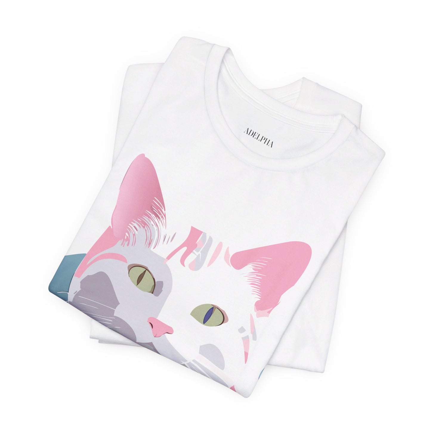 Natural Cotton Tee Shirt with Cat