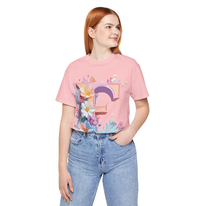 Natural Cotton Tee Shirt - Letters Collection - E Printify
