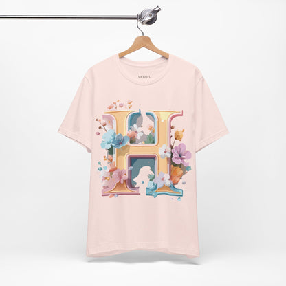 Natural Cotton Tee Shirt - Letters Collection - H Printify