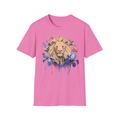 Unisex Softstyle Lion Shirt Floral Lion Tee Animal Print Graphic Tee