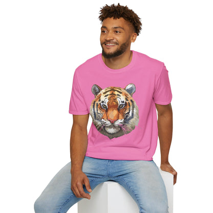 Tiger Print Unisex T Shirt Softstyle 64000 Gildan Ring Spun Cotton Tee