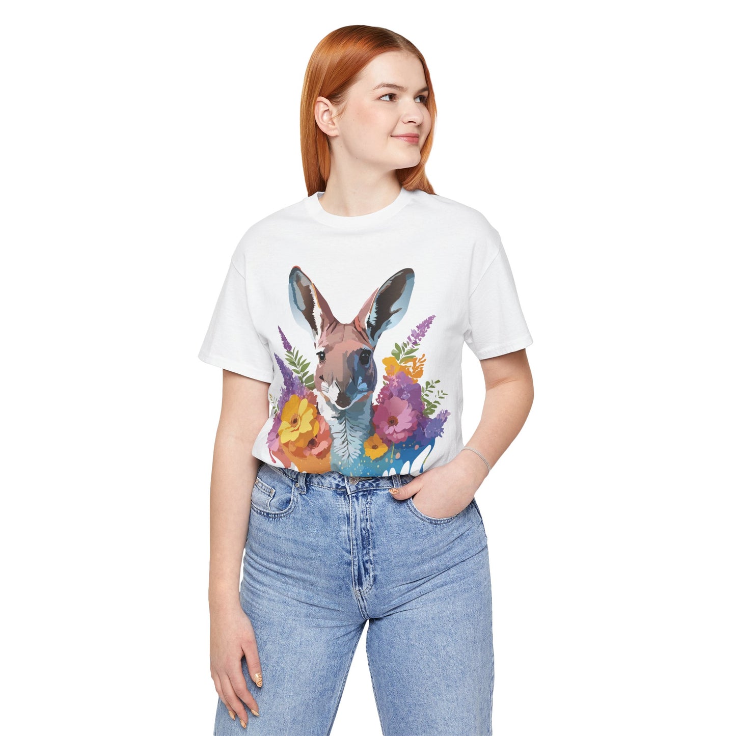 Natural Cotton Tee Shirt with Kangaroo