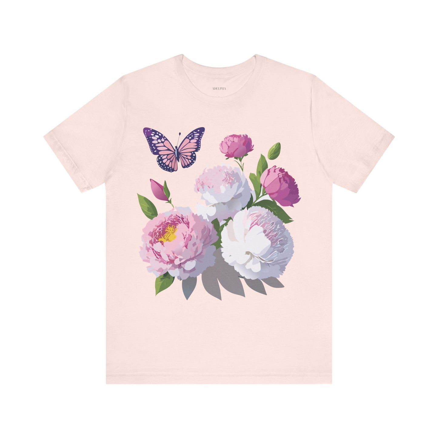 Natural Cotton Tee Shirt with Flowers