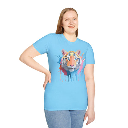 Tiger Print Unisex Softstyle T Shirt Gildan 64000 Comfort Tee