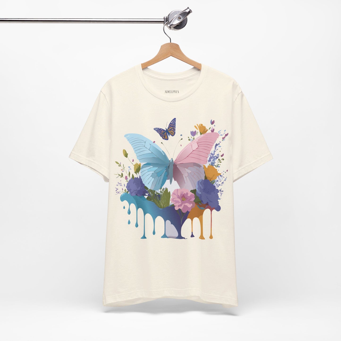 Natural Cotton Tee Shirt with Butterfly