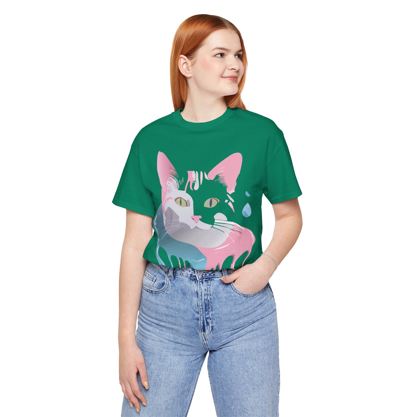 Natural Cotton Tee Shirt with Cat