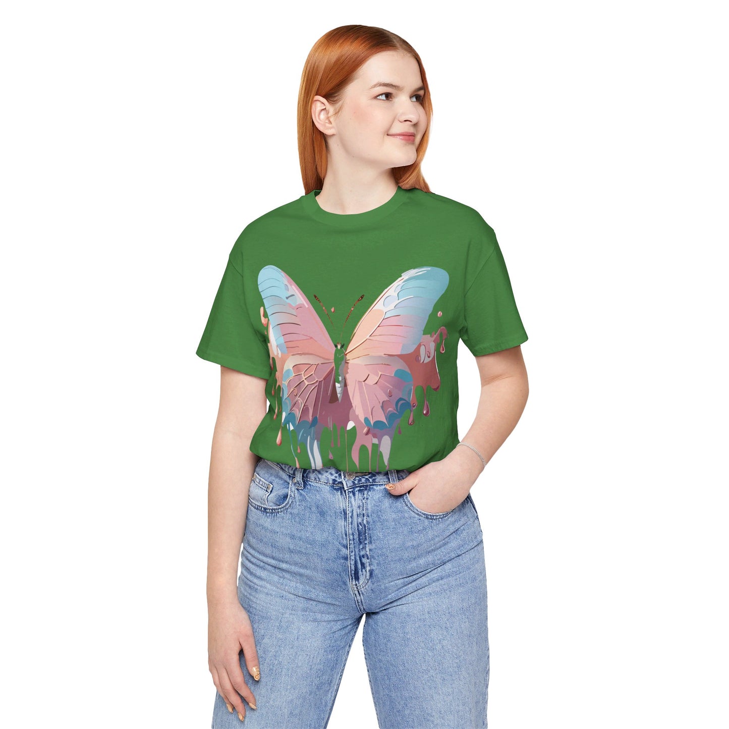 Natural Cotton Tee Shirt with Butterfly