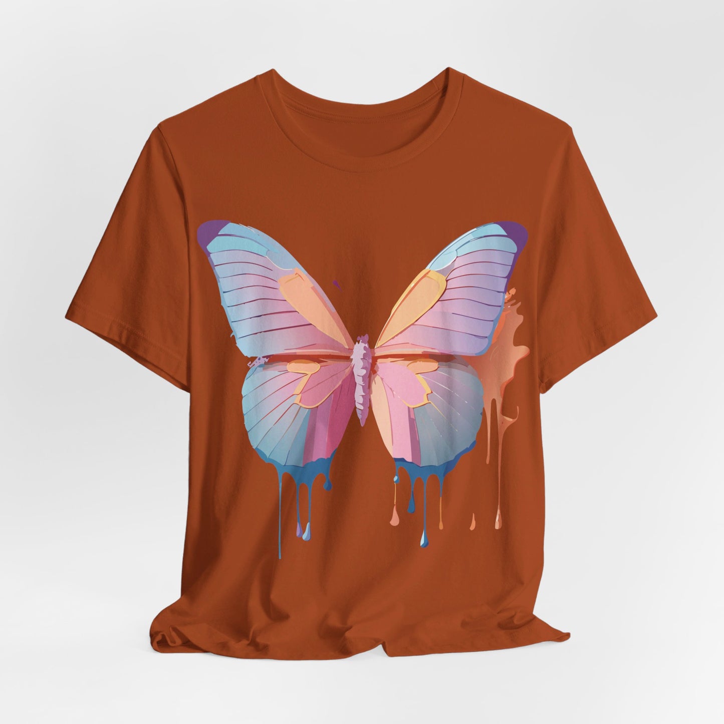 Natural Cotton Tee Shirt with Butterfly