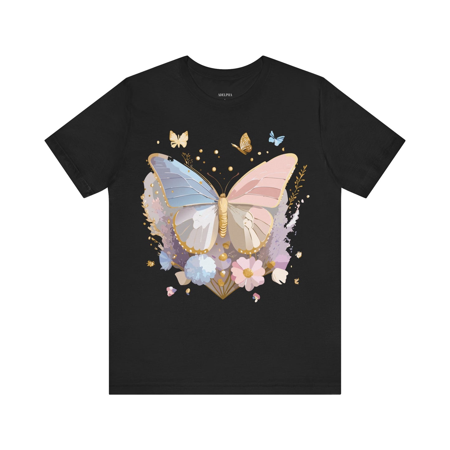 Natural Cotton Tee Shirt with Butterfly