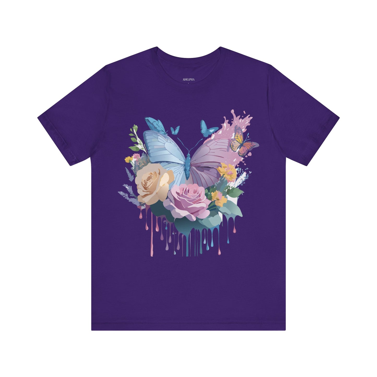 Natural Cotton Tee Shirt with Butterfly