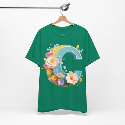 Natural Cotton Tee Shirt - Letters Collection - C Printify