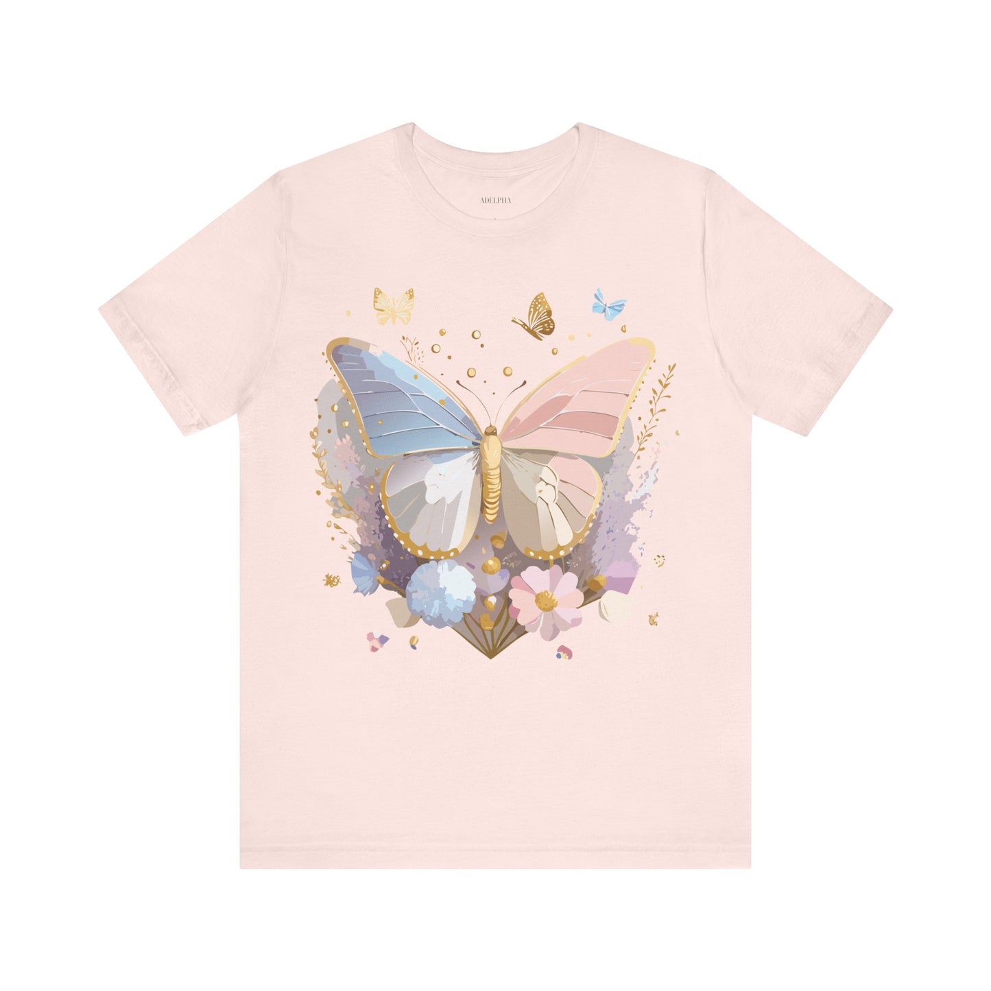 Natural Cotton Tee Shirt with Butterfly