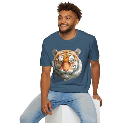 Tiger Print Shirt Unisex Animal Tee Gildan Softstyle 64000 Cotton Comfort