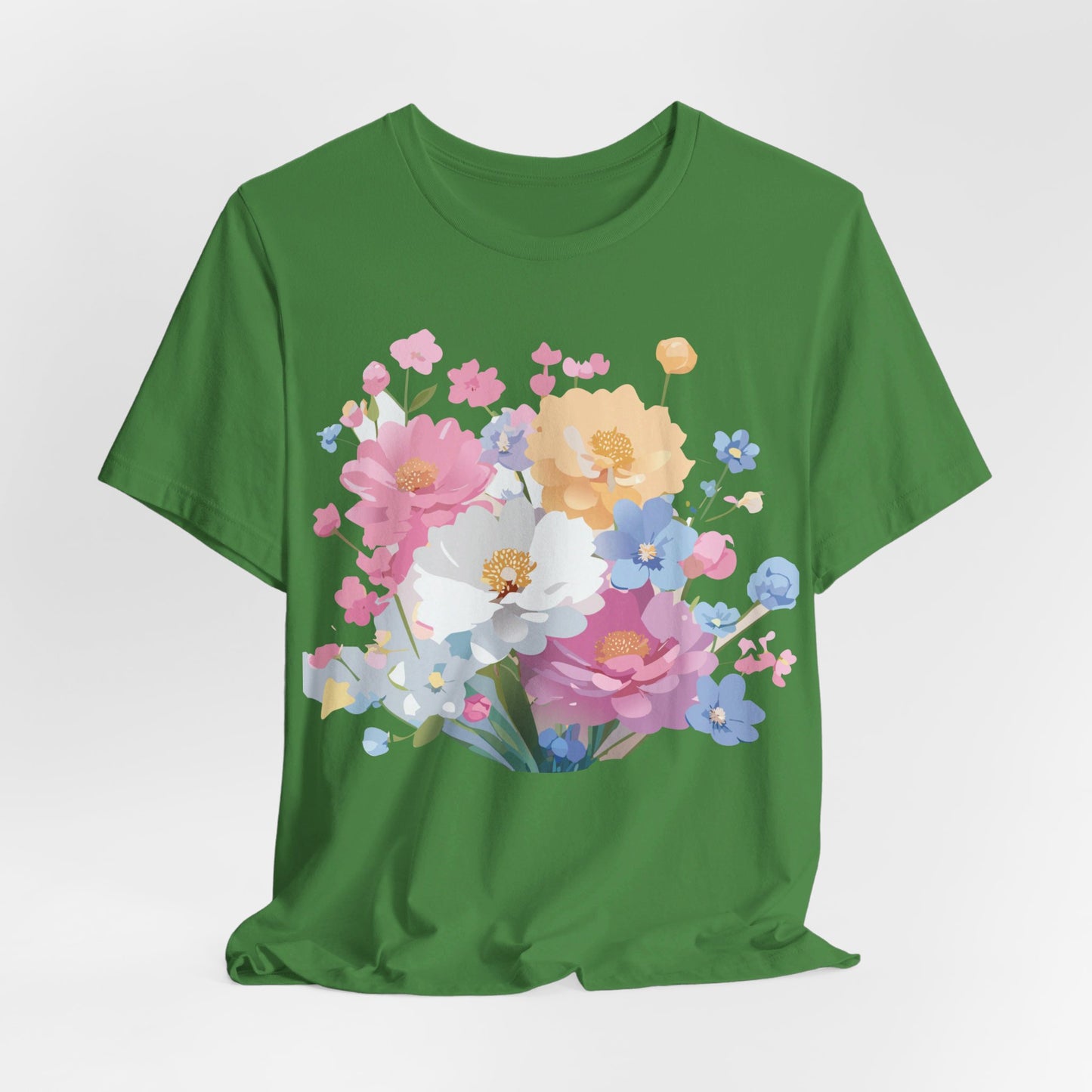 Natural Cotton Tee Shirt with Flowers