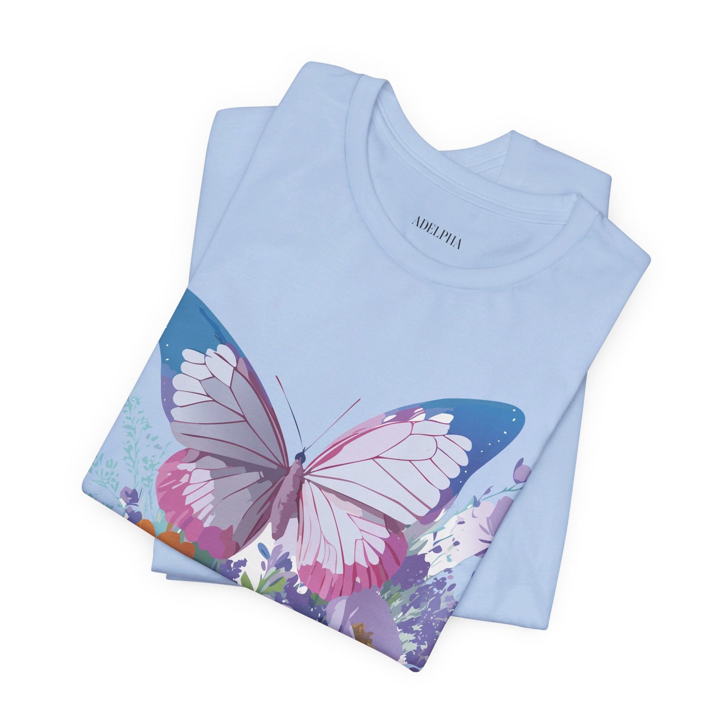 Natural Cotton Tee Shirt with Butterfly