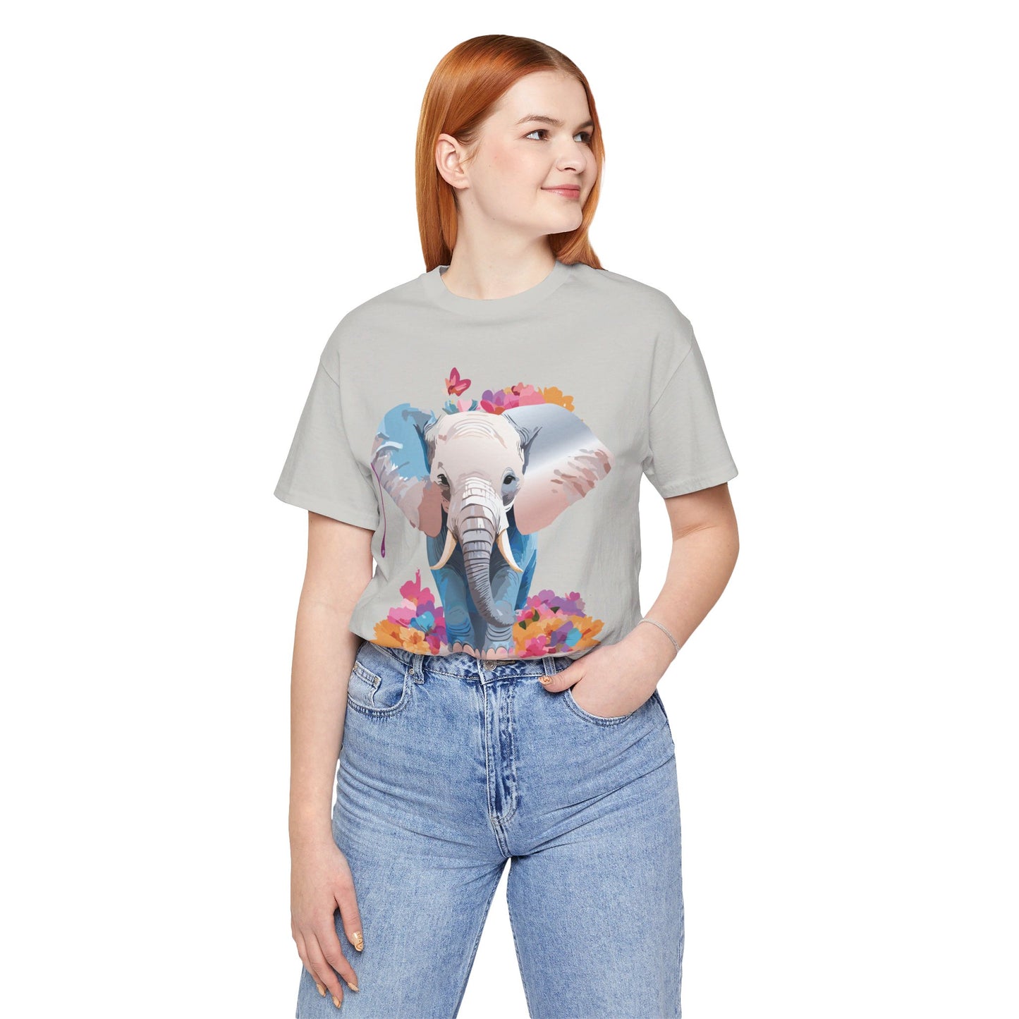 T-shirt en coton naturel avec motif éléphant