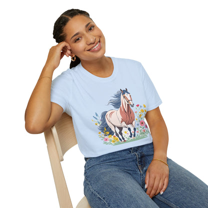 Unisex Horse Tee Softstyle Cotton Shirt With Animals Design Graphic
