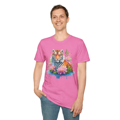 Tiger Print Unisex T Shirt Gildan Softstyle 64000 Animal Tee