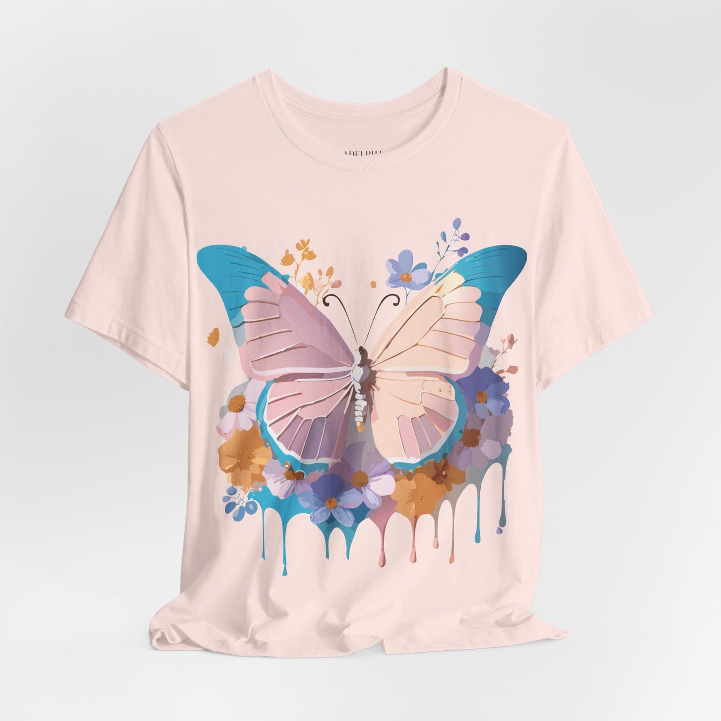 Natural Cotton Tee Shirt with Butterfly