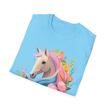 Unisex Horse Shirt Soft Cotton Tee With Animal Artwork Gildan Softstyle