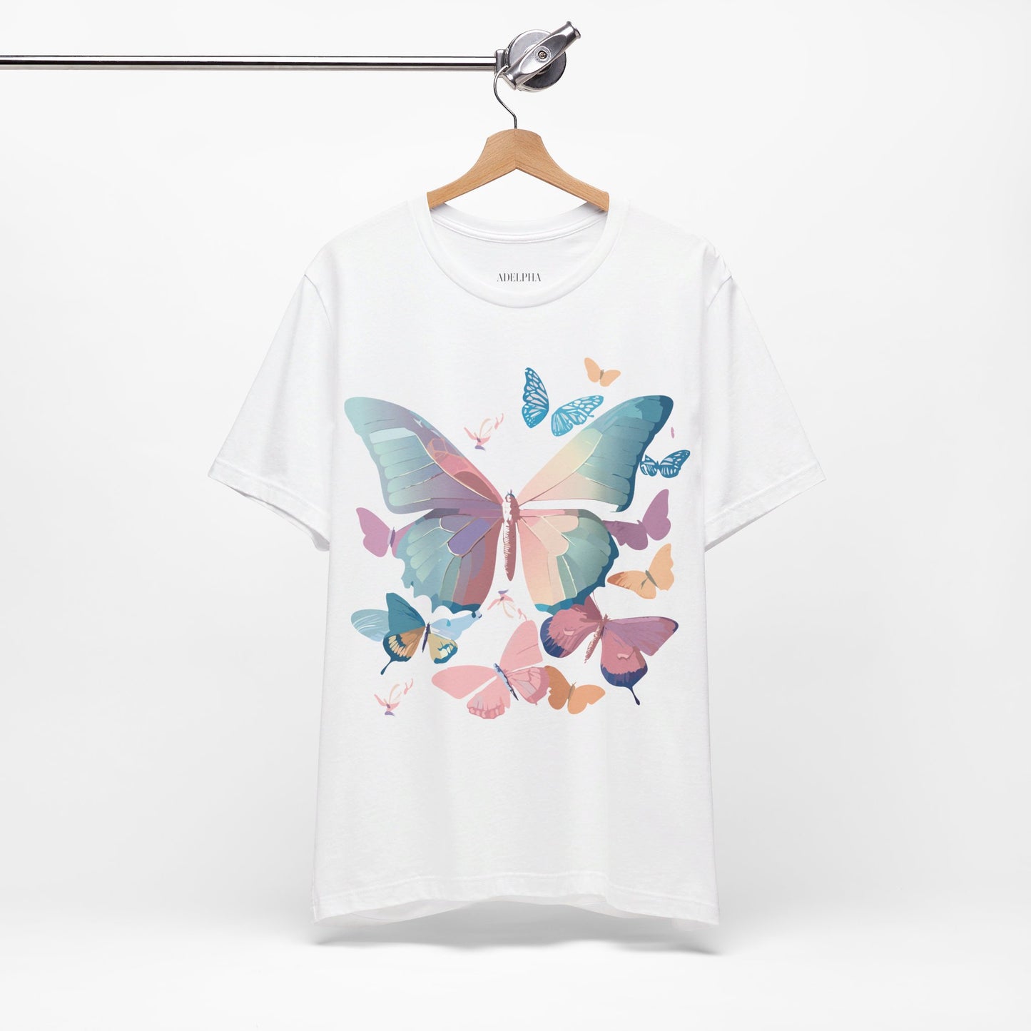 Natural Cotton Tee Shirt with Butterfly