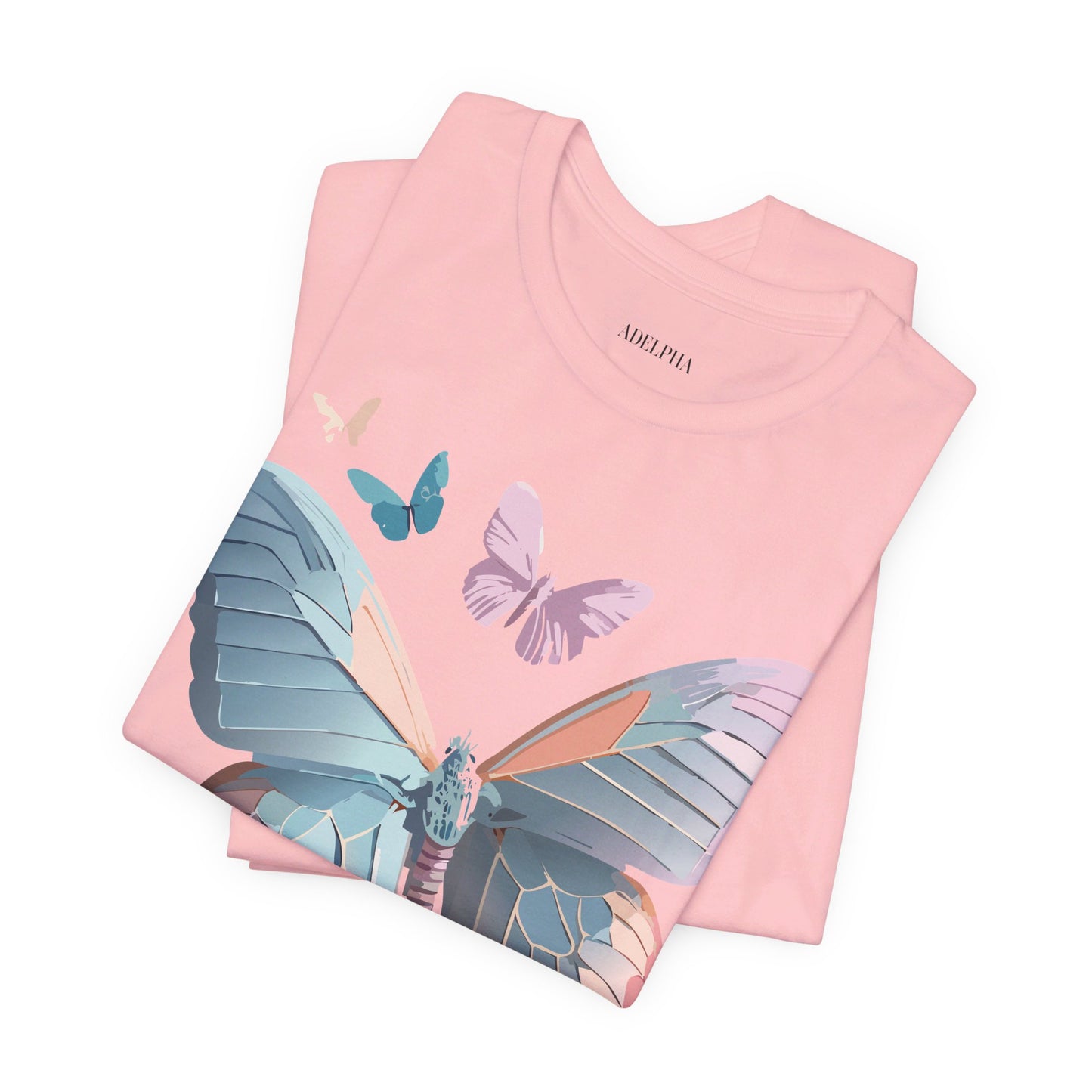 Natural Cotton Tee Shirt with Butterfly