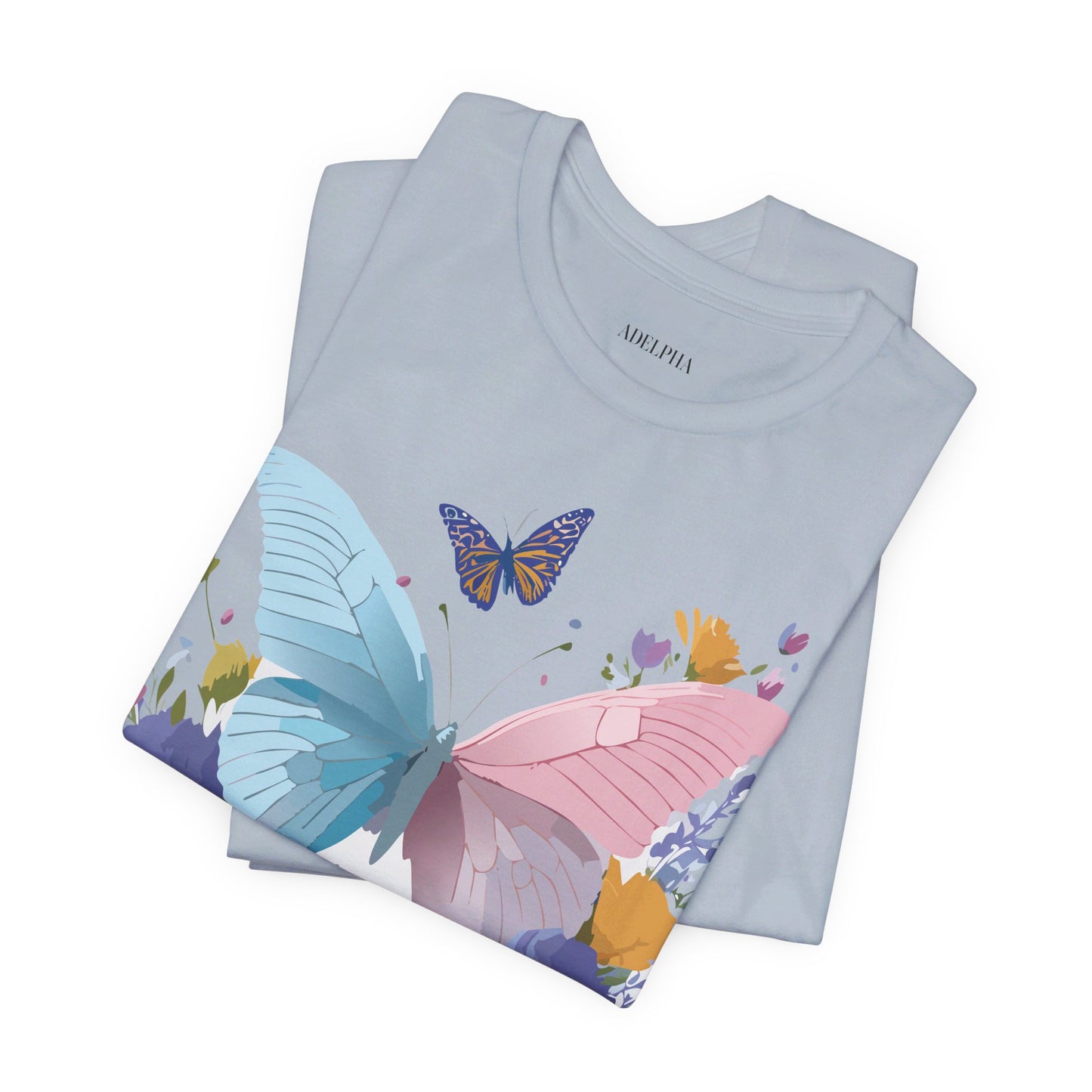 Natural Cotton Tee Shirt with Butterfly