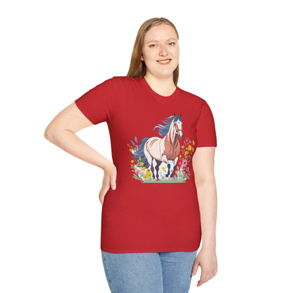 Unisex Horse Tee Softstyle Cotton Shirt With Animals Design Graphic