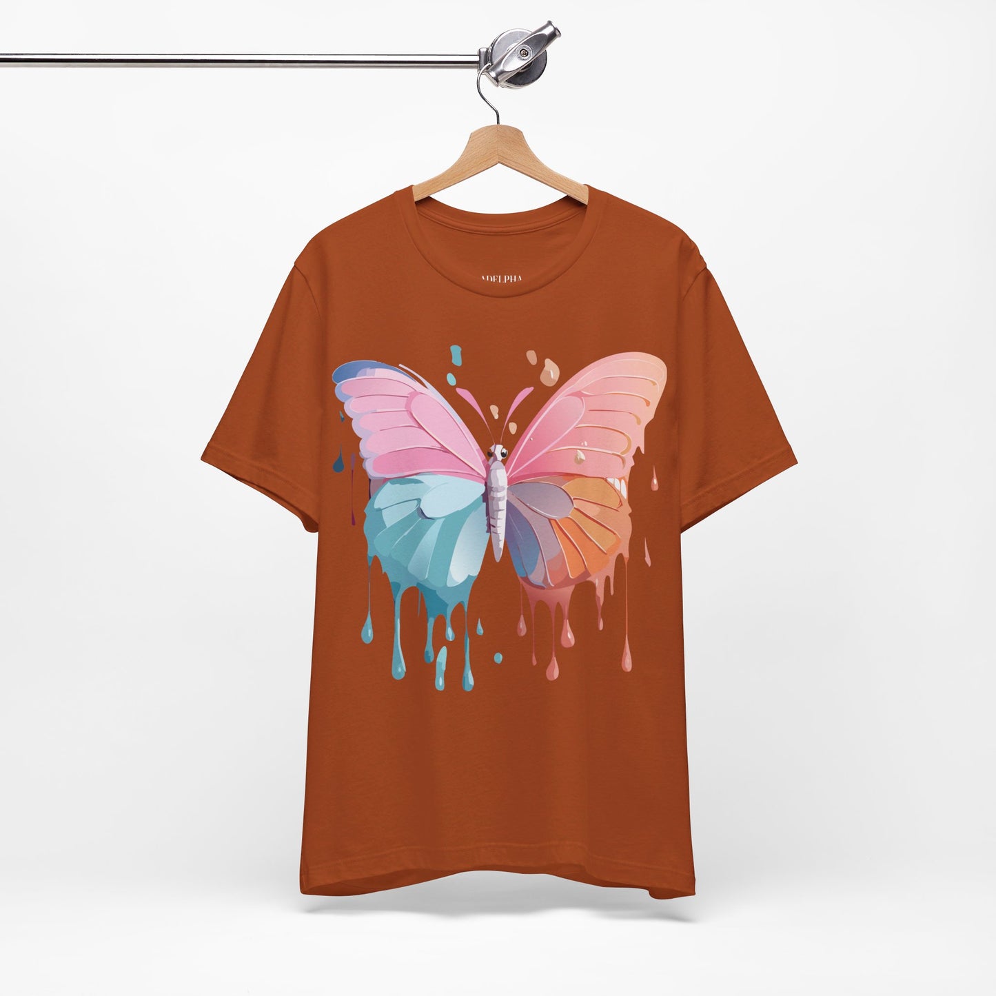 Natural Cotton Tee Shirt with Butterfly