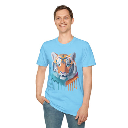 Tiger Print Shirt Unisex Softstyle Tee 100 Percent Ring Spun Cotton