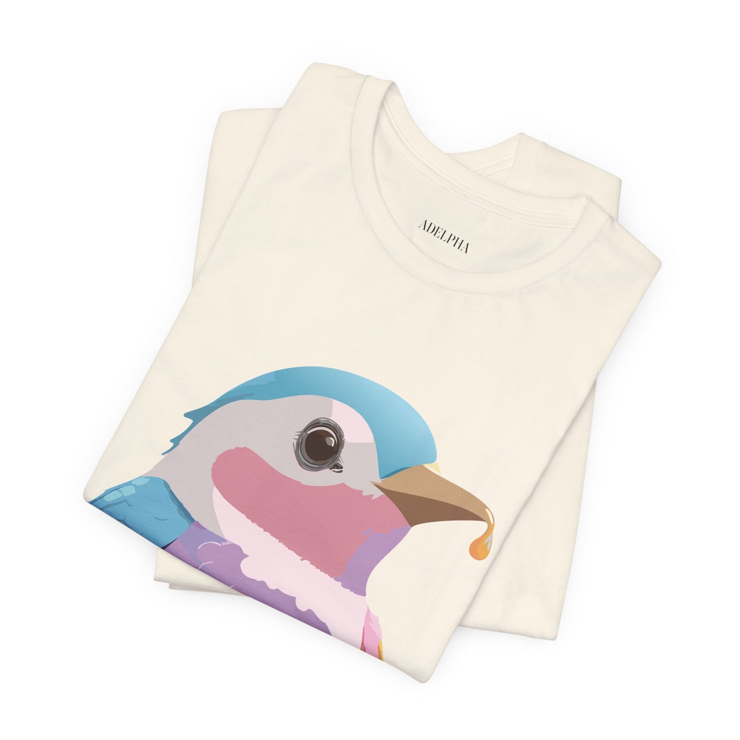 Natural Cotton Tee Shirt with Bird