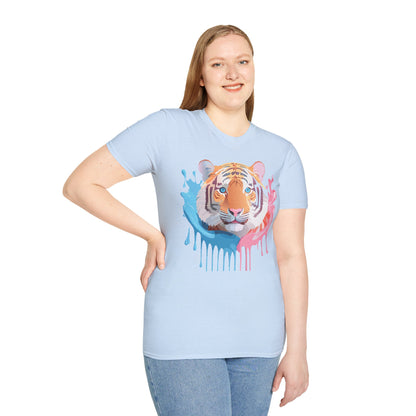 Tiger Shirt Unisex Animal Print Tee Gildan Softstyle 64000 Cotton