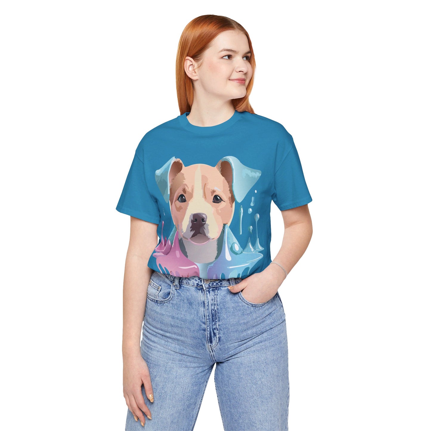 Natural Cotton Tee Shirt with Dog